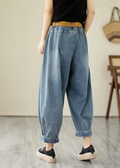 Classy Light Blue Oversized Wrinkled Denim Harem Pants Summer LY5309 -Ada Fashion Classy Light Blue Oversized Wrinkled Denim Harem Pants Summer4
