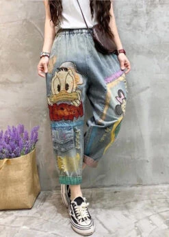 Classy Light Blue Print Patchwork Crop Jeans Summer LY7934 -Ada Fashion Classy Light Blue Print Patchwork Crop Jeans Summer3 e7f17028 1593 4ca8 970d d03f8c2256d5