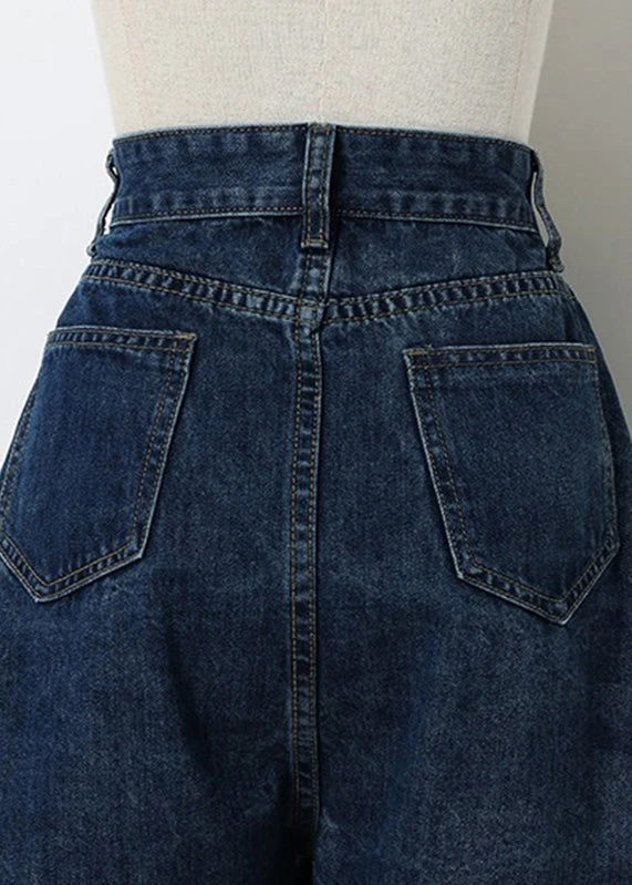 Classy Navy Pockets Patchwork High Waist Button Denim Shorts LY5261 6 Classy Navy Pockets Patchwork High Waist Button Denim Shorts LY5261 - Image 4