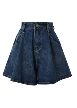 Classy Navy Pockets Patchwork High Waist Button Denim Shorts LY5261 11 Classy Navy Pockets Patchwork High Waist Button Denim Shorts LY5261 -Ada Fashion Classy Navy Pockets Patchwork High Waist Button Denim Shorts5
