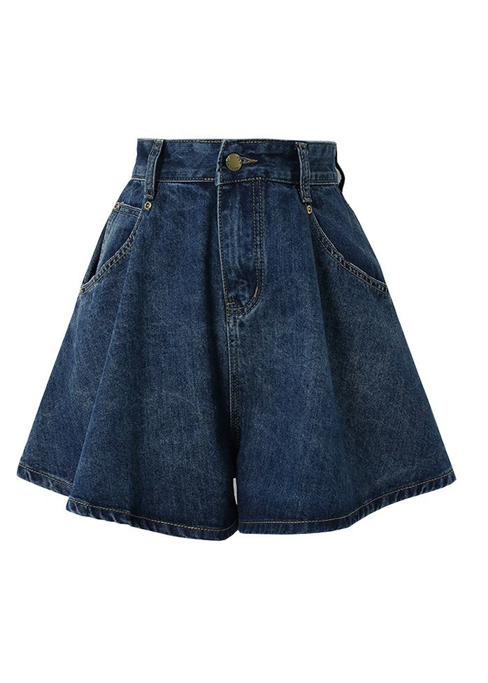 Classy Navy Pockets Patchwork High Waist Button Denim Shorts LY5261 7 Classy Navy Pockets Patchwork High Waist Button Denim Shorts LY5261 - Image 5