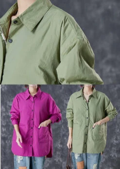 Classy Purple Oversized Pockets Cotton Blouses Fall ML3013 -Ada Fashion Classy Purple Oversized Pockets Cotton Blouses Fall Ada Fashion 169708260