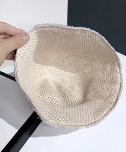 Classy Purple Tulle Patchwork Embroideried Floral Bucket Hat LY546 -Ada Fashion Classy Purple Tulle Patchwork Embroideried Floral Bucket Hat4