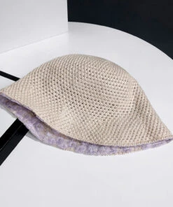 Classy Purple Tulle Patchwork Embroideried Floral Bucket Hat LY546 -Ada Fashion Classy Purple Tulle Patchwork Embroideried Floral Bucket Hat5