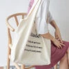 Classy White Letter Print Canvas Tote Handbag Satchel Bag Handbag LY1700 -Ada Fashion Classy White Letter Print Canvas Tote Handbag Satchel Bag Handbag1
