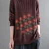 Coffee Cozy Patchwork Knitted Cotton Sweaters Turtleneck Long Sleeve ML1791