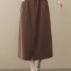 Coffee Oversized Cotton Skirts Buttons Side Open Summer LY1541 1 Coffee Oversized Cotton Skirts Buttons Side Open Summer LY1541 -Ada Fashion Coffee Oversized Cotton Skirts Buttons Side Open Summer1