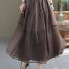 Chocolate Patchwork Organza A Line Skirts Elastic Waist Spring TG1035 2 Chocolate Patchwork Organza A Line Skirts Elastic Waist Spring TG1035 -Ada Fashion Coffee Patchwork Organza A Line Skirts Elastic Waist Spring1