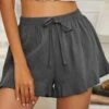 Cotton Shorts Womens Summer Tie Waist Loose Pants Show Thin LY3910 -Ada Fashion Cotton Shorts Womens Summer Tie Waist Loose Pants Show Thin1