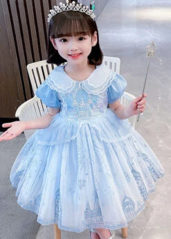 Cute Blue Ruffled Patchwork Tulle Girls Vacation Long Dresses Summer ML0173 -Ada Fashion Cute Blue Ruffled Patchwork Tulle Girls Vacation Long Dresses Summer3 33a1af73 b659 43f5 986d 11dcca7c0330