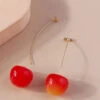 Cute Orange Alloy Acrylic Cherry Drop Earrings KX1044