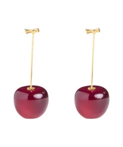 Cute Orange Alloy Acrylic Cherry Drop Earrings KX1044 -Ada Fashion Cute Orange Alloy Acrylic Cherry Drop Earrings5