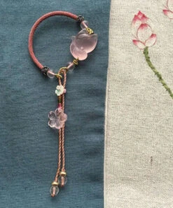 Cute Pink Hand Knitting Crystal Furong Stone Fox Charm Bracelet ML0598 -Ada Fashion Cute Pink Hand Knitting Crystal Furong Stone Fox Charm Bracelet Ada Fashion 162756572