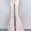 DIY Beige Button Solid High Waist Draping Bell Bottomed Trousers Spring LY0171 -Ada Fashion DIY Beige Button Solid High Waist Draping Bell Bottomed Trousers Spring1