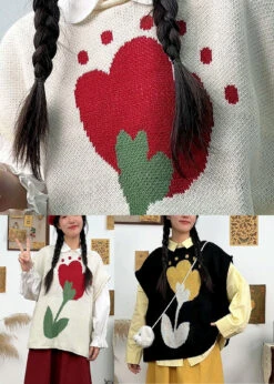 DIY Black O-Neck Floral Knit Waistcoat Fall ML2169 -Ada Fashion DIY Black O Neck Floral Knit Waistcoat Fall5 aac4b74b 845a 42df a976 3b97541fa529