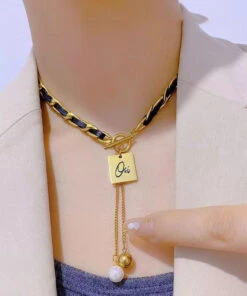 DIY Black Sterling Silver Overgild Pearl Pendant Necklace DF1012 -Ada Fashion DIY Black Sterling Silver Overgild Pearl Pendant Necklace3