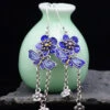 DIY Blue Sterling Silver Butterfly Floral Tassel Drop Earrings LY2028 -Ada Fashion DIY Blue Sterling Silver Butterfly Floral Tassel Drop Earrings1