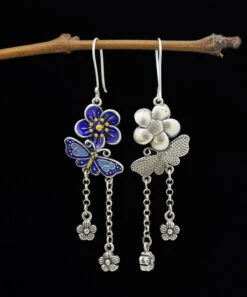 DIY Blue Sterling Silver Butterfly Floral Tassel Drop Earrings LY2028 -Ada Fashion DIY Blue Sterling Silver Butterfly Floral Tassel Drop Earrings4