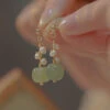 DIY Green Jade Pearl Drop Earrings TW1049