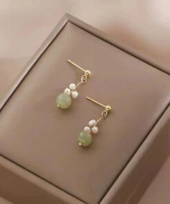 DIY Green Jade Pearl Drop Earrings TW1049 -Ada Fashion DIY Green Jade Pearl Drop Earrings5