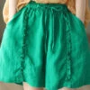 DIY Green Pockets Ruffled Patchwork Linen Hot Pants Summer LY0633 -Ada Fashion DIY Green Pockets Ruffled Patchwork Linen Hot Pants Summer1