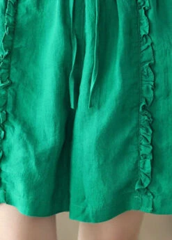 DIY Green Pockets Ruffled Patchwork Linen Hot Pants Summer LY0633 -Ada Fashion DIY Green Pockets Ruffled Patchwork Linen Hot Pants Summer4