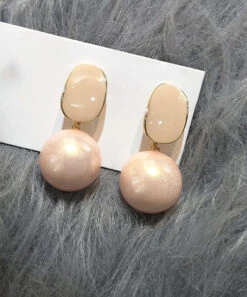 DIY Light Pink Sterling Silver Alloy Pearl Drop Earrings GH1079 -Ada Fashion DIY Light Pink Sterling Silver Alloy Pearl Drop Earrings3