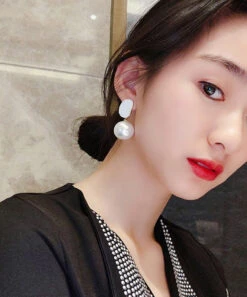 DIY Light Pink Sterling Silver Alloy Pearl Drop Earrings GH1079 -Ada Fashion DIY Light Pink Sterling Silver Alloy Pearl Drop Earrings4