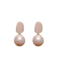 DIY Light Pink Sterling Silver Alloy Pearl Drop Earrings GH1079 -Ada Fashion DIY Light Pink Sterling Silver Alloy Pearl Drop Earrings5