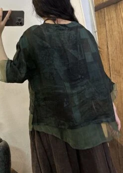 DIY Navy O Neck Print Patchwork Linen Blouses Summer LY7870 11 DIY Navy O Neck Print Patchwork Linen Blouses Summer LY7870 -Ada Fashion DIY Navy O Neck Print Patchwork Linen Blouses Summer5