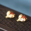 DIY Red Sterling Silver Overgild Little Bee Stud Earrings LY8565 -Ada Fashion DIY Red Sterling Silver Overgild Little Bee Stud Earrings Ada Fashion 150907619