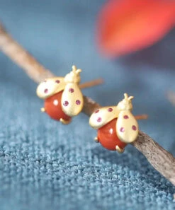 DIY Red Sterling Silver Overgild Little Bee Stud Earrings LY8565 -Ada Fashion DIY Red Sterling Silver Overgild Little Bee Stud Earrings Ada Fashion 150907915