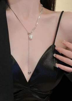 DIY Silk Stainless Steel Pearl Pendant Necklace ML0257 -Ada Fashion DIY Silk Stainless Steel Pearl Pendant Necklace Ada Fashion 161825938