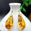 DIY Yellow 14K Gold Amber Water Drop Drop Earrings TW1038 -Ada Fashion DIY Yellow 14K Gold Amber Water Drop Drop Earrings1