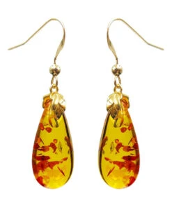 DIY Yellow 14K Gold Amber Water Drop Drop Earrings TW1038 -Ada Fashion DIY Yellow 14K Gold Amber Water Drop Drop Earrings5