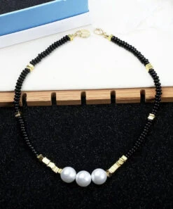 Elegant Black Alloy Pearl Beading Gratuated Bead Necklace ML1331 9 Elegant Black Alloy Pearl Beading Gratuated Bead Necklace ML1331 -Ada Fashion Elegant Black Alloy Pearl Beading Gratuated Bead Necklace Ada Fashion 165338890