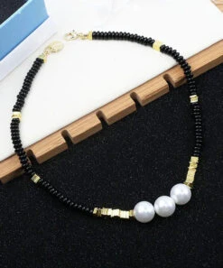 Elegant Black Alloy Pearl Beading Gratuated Bead Necklace ML1331 10 Elegant Black Alloy Pearl Beading Gratuated Bead Necklace ML1331 -Ada Fashion Elegant Black Alloy Pearl Beading Gratuated Bead Necklace Ada Fashion 165338982