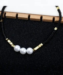 Elegant Black Alloy Pearl Beading Gratuated Bead Necklace ML1331 11 Elegant Black Alloy Pearl Beading Gratuated Bead Necklace ML1331 -Ada Fashion Elegant Black Alloy Pearl Beading Gratuated Bead Necklace Ada Fashion 165339093