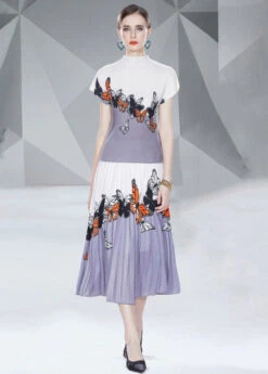 Elegant Blue Butterfly Print Patchwork Tops And Skirts Cotton Two Pieces Set Summer LY7451 -Ada Fashion Elegant Blue Butterfly Print Patchwork Tops And Skirts Cotton Two Pieces Set Summer2