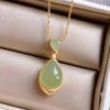 Elegant Green Sterling Silver 18K Gold Inlaid Jade Pendant Necklace LY8573 -Ada Fashion Elegant Green Sterling Silver 18K Gold Inlaid Jade Pendant Necklace Ada Fashion 150901172