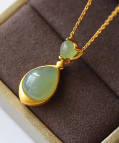 Elegant Green Sterling Silver 18K Gold Inlaid Jade Pendant Necklace LY8573 -Ada Fashion Elegant Green Sterling Silver 18K Gold Inlaid Jade Pendant Necklace Ada Fashion 150901498