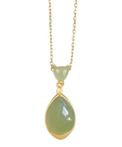 Elegant Green Sterling Silver 18K Gold Inlaid Jade Pendant Necklace LY8573 -Ada Fashion Elegant Green Sterling Silver 18K Gold Inlaid Jade Pendant Necklace Ada Fashion 150901563