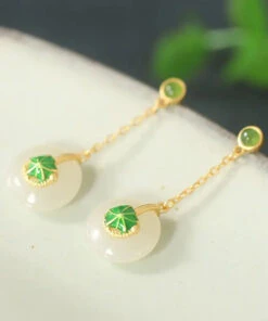 Elegant Green Sterling Silver Overgild Jade Lotus Drop Earrings LY8541 -Ada Fashion Elegant Green Sterling Silver Overgild Jade Lotus Drop Earrings Ada Fashion 150923144