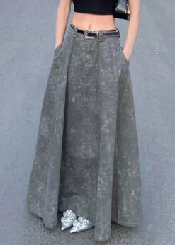 Elegant GreyPockets High Waist Patchwork Denim Maxi Skirts Summer LY9077 -Ada Fashion Elegant Grey Pockets High Waist Patchwork Denim Maxi Skirts Summer Ada Fashion 153062521
