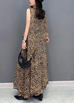 Elegant Leopard Tie Waist Top And Maxi Skirts Two Pieces Set Summer LY4370 -Ada Fashion Elegant Leopard Tie Waist Top And Maxi Skirts Two Pieces Set Summer5
