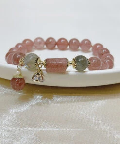 Elegant Pink Crystal Beading Charm Bracelet ML0252 -Ada Fashion Elegant Pink Crystal Beading Charm Bracelet3