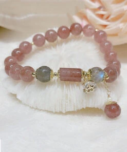 Elegant Pink Crystal Beading Charm Bracelet ML0252 -Ada Fashion Elegant Pink Crystal Beading Charm Bracelet4