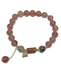 Elegant Pink Crystal Beading Charm Bracelet ML0252 -Ada Fashion Elegant Pink Crystal Beading Charm Bracelet5