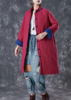 Chinese Button Cotton Filled Puffers Jackets -Ada Fashion Elegant Red Chinese Button Thick Fine Cotton Filled Puffers Jackets Winter Ada Fashion 176556027
