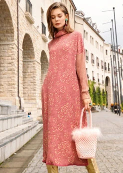 Wool Knit Sweater Dress Long Sleeve